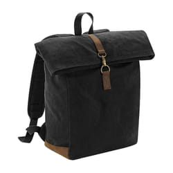 Quadra Heritage Waxed Canvas Leather Accent Backpack - One Size, Black
