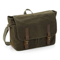 Quadra Heritage Waxed Canvas Messenger Bag - One Size, Olive Green