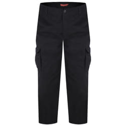Duke Mens Robert-D555 Peached And Washed Cotton Cargo Trousers - 52R, Black