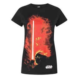 Star Wars Womens/Ladies Darth Vader Lightsaber T-Shirt - 2XL, Black