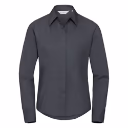 Russell Collection Ladies/Womens Long Sleeve Poly-Cotton Easy Care Fitted Poplin Shirt - XS, Convoy Grey