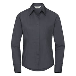 Russell Collection Ladies/Womens Long Sleeve Poly-Cotton Easy Care Fitted Poplin Shirt - XL, Convoy Grey