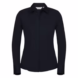 Russell Collection Ladies/Womens Long Sleeve Poly-Cotton Easy Care Fitted Poplin Shirt - XS, French Navy