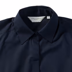 Russell Collection Ladies/Womens Long Sleeve Poly-Cotton Easy Care Fitted Poplin Shirt - M, French Navy
