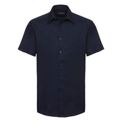 Russell Collection Mens Short Sleeve Easy Care Tailored Oxford Shirt - 15inch, Bright Navy