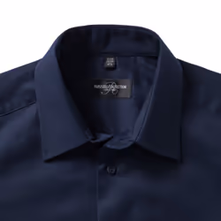 Russell Collection Mens Short Sleeve Easy Care Tailored Oxford Shirt - 17inch, Bright Navy