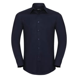 Russell Collection Mens Long Sleeve Easy Care Tailored Oxford Shirt - 15inch, Bright Navy