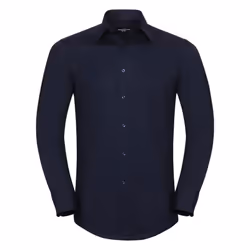 Russell Collection Mens Long Sleeve Easy Care Tailored Oxford Shirt - 18.5inch, Bright Navy