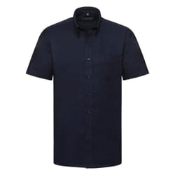 Russell Collection Mens Short Sleeve Easy Care Oxford Shirt - 15inch, Bright Navy
