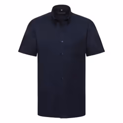 Russell Collection Mens Short Sleeve Easy Care Oxford Shirt - 19inch, Bright Navy
