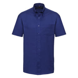 Russell Collection Mens Short Sleeve Easy Care Oxford Shirt - 15inch, Bright Royal