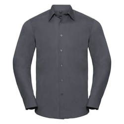 Russell Collection Mens Long Sleeve Poly-Cotton Easy Care Tailored Poplin Shirt - 2XL, Convoy Grey
