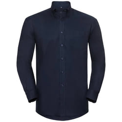 Russell Collection Mens Long Sleeve Easy Care Oxford Shirt - 20inch, Bright Navy