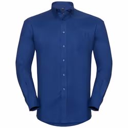Russell Collection Mens Long Sleeve Easy Care Oxford Shirt - 18inch, Bright Royal