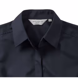 Russell Collection Ladies 3/4 Sleeve Poly-Cotton Easy Care Fitted Poplin Shirt - XS, French Navy