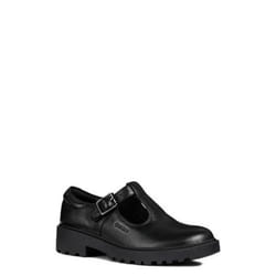 Geox Girls J Casey G. E Leather School Shoe - 13 UK Child, Black