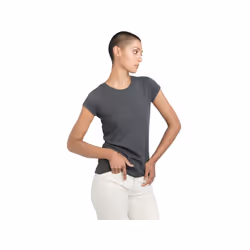 Mantis Womens/Ladies Roll Sleeve Tee - M, Charcoal Grey Melange