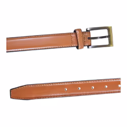 Duke Mens Anthony Square Buckle Edge Stitched Leather Belt - 60in, Tan