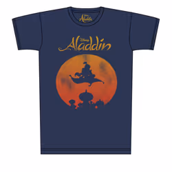 Aladdin Mens Magic Carpet Distressed Print T-Shirt - XXL, Navy