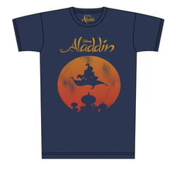 Aladdin Mens Magic Carpet Distressed Print T-Shirt - XXL, Navy