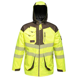 Regatta Mens Hi-Vis Waterproof Reflective Parka Jacket - M, Yellow/Grey