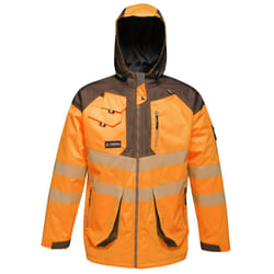 Regatta Mens Hi-Vis Waterproof Reflective Parka Jacket - XL, Orange/Grey