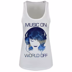 Grindstore Music On World Off Ladies Floaty Tank - Extra Extra Large, White