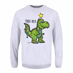 Grindstore Mens Tree Rex Christmas Jumper - XL, Grey