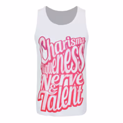 Grindstore Mens Charisma Uniqueness Nerve and Talent Sub Vest - S, White/Pink