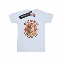 Marvel Mens Captain Marvel Goose Cool Cat T-Shirt - XXL, White