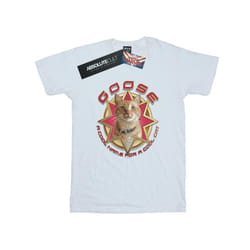 Marvel Mens Captain Marvel Goose Cool Cat T-Shirt - XXL, White