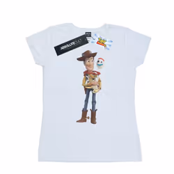 Disney Womens/Ladies Toy Story 4 Woody And Forky Cotton T-Shirt - XL, White