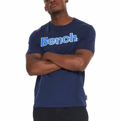 Bench Mens Swinton Crew Neck Short Sleeve Cotton Casual T-Shirt Top Tee - S, Navy