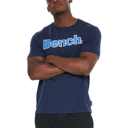 Bench Mens Swinton Crew Neck Short Sleeve Cotton Casual T-Shirt Top Tee - S, Navy