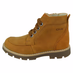 Boys Clarks Casual Ankle Boots Heath Lace - Tan, UK 2.5 Child