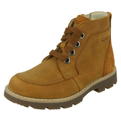 Boys Clarks Casual Ankle Boots Heath Lace - Tan, UK 2.5 Child