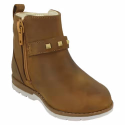 Girls Clarks Casual Ankle Boots Dabi Trim - Tan, UK 5.5 Infant
