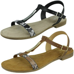 Ladies Clarks T-Bar Sandals Axelle Ray - Black, UK 4.5