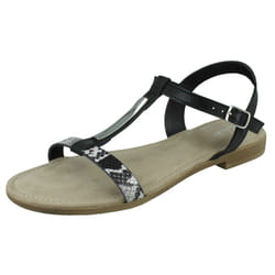Ladies Clarks T-Bar Sandals Axelle Ray - Black, UK 6