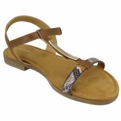 Ladies Clarks T-Bar Sandals Axelle Ray - Tan, UK 6