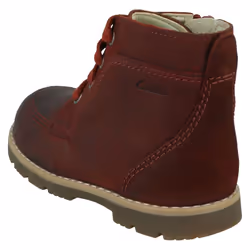 Boys Clarks Ankle Boots Heath Dash T - Burgundy, UK 6 Infant