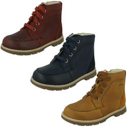 Boys Clarks Ankle Boots Heath Dash T - Navy, UK 4.5 Infant