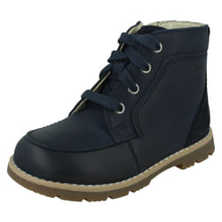 Boys Clarks Ankle Boots Heath Dash T - Navy, UK 5.5 Infant