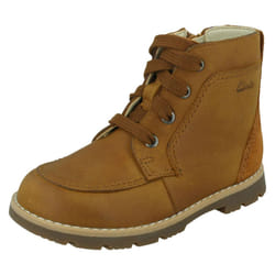 Boys Clarks Ankle Boots Heath Dash T - Tan, UK 6 Infant