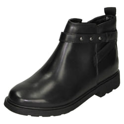 Girls Clarks Zip Fastened Ankle Boots With Studded Strap Astrol Trim K - Tan, UK 1 Child
