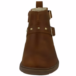 Girls Clarks Zip Fastened Ankle Boots With Studded Strap Astrol Trim K - Tan, UK 2.5 Child