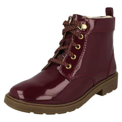Girls Clarks Lace Up Detailed Ankle Boots Astrol Lace - Purple, UK 8 Child