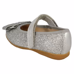 Girls Clarks Sparkly Bow Detailed Shoes Dance Bow T - Silver, UK 7 Infant