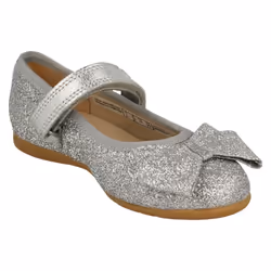 Girls Clarks Sparkly Bow Detailed Shoes Dance Bow T - Silver, UK 7.5 Infant