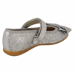 Girls Clarks Sparkly Bow Detailed Shoes Dance Bow T - Silver, UK 9 Child